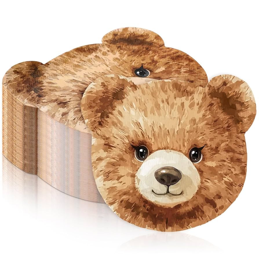 100 PCS Bear Shaped Napkins We Can Bearly Wait Baby Shower Decorations Brown Bear Party Supplies ... | Amazon (US)