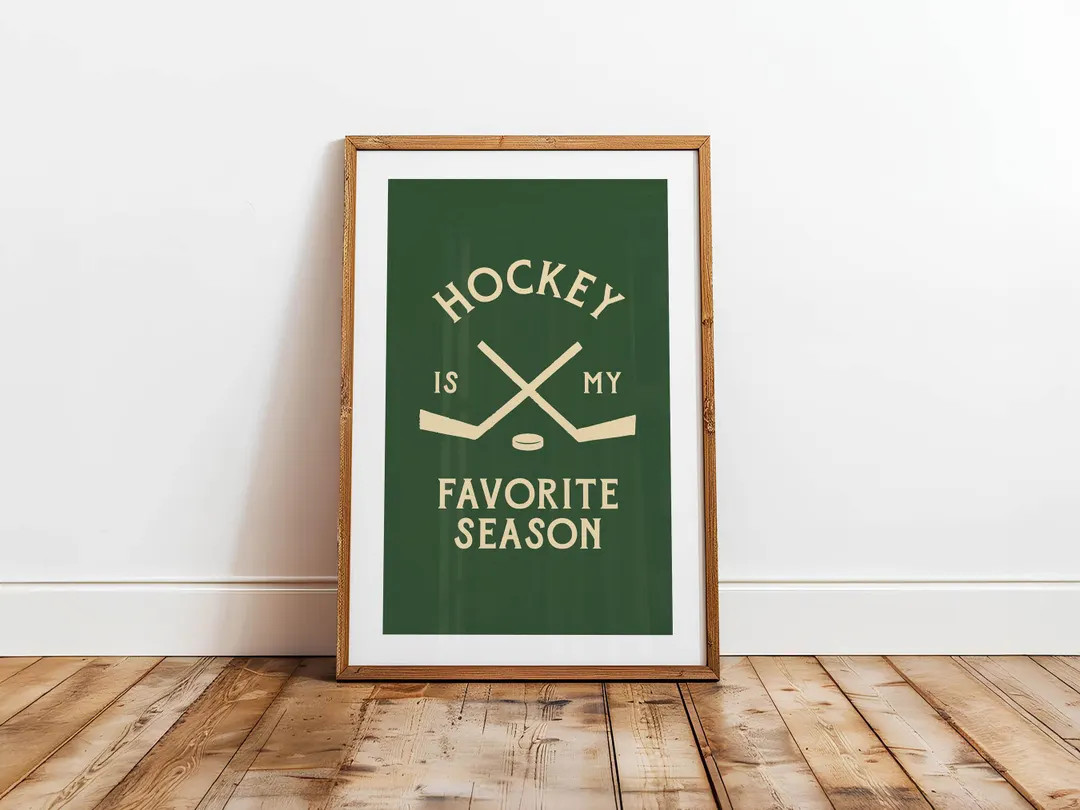 Hockey Season Print Retro Hockey Art Poster Hockey Wall Decor Ice Hockey Gift for Hockey Fan Kids... | Etsy (Global)