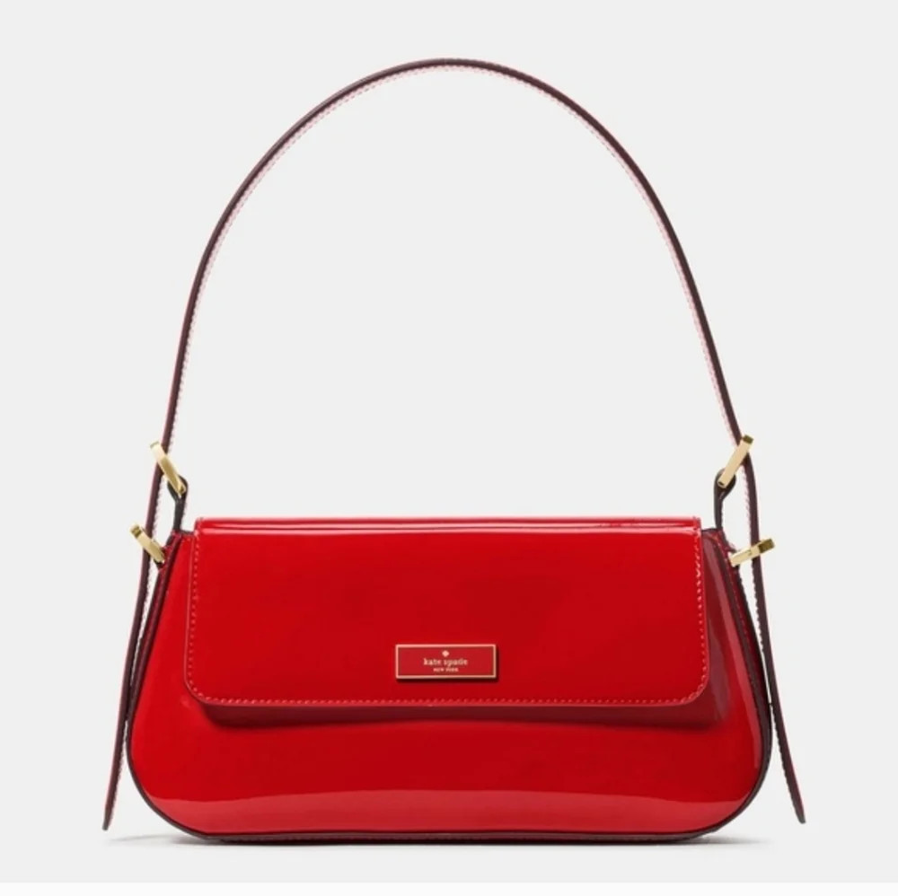 Kate Spade Bridget Patent Fabric Small Flap Shoulder, Bright Red | Poshmark