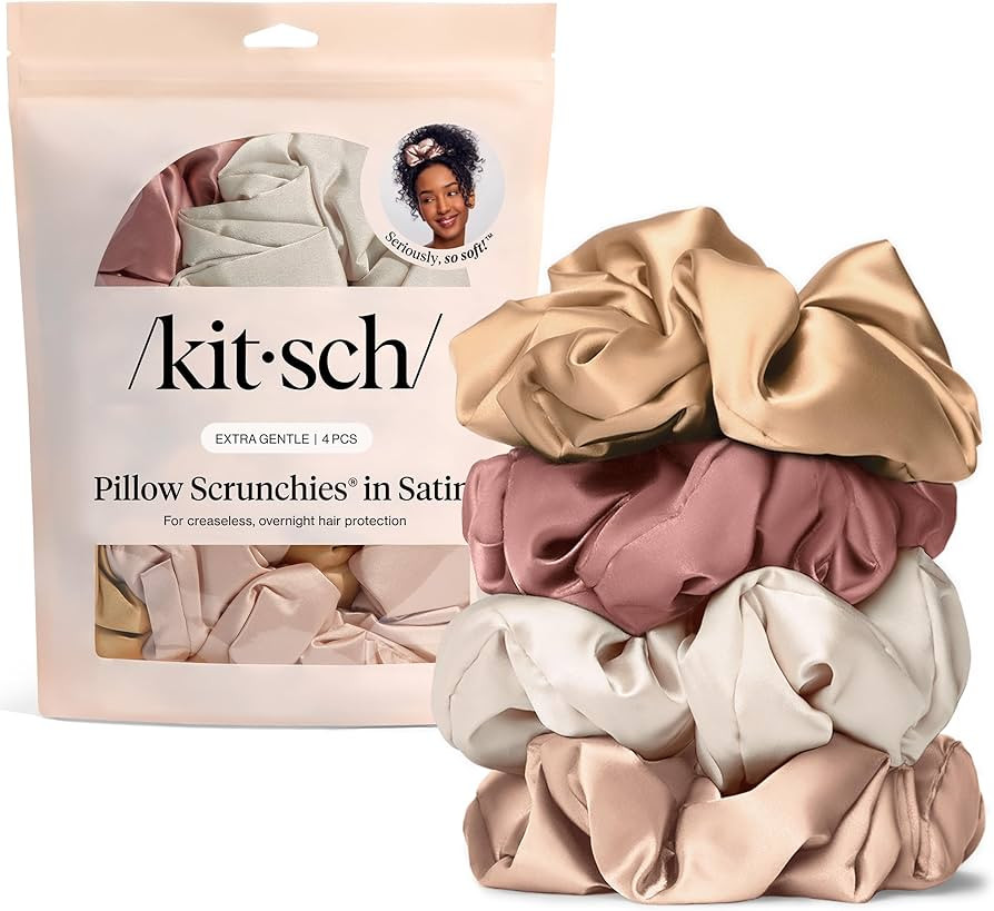 Kitsch Pillow Satin Scrunchies for Women - Hair Ties No Damage, No Crease Hair Accessories | Perf... | Amazon (US)