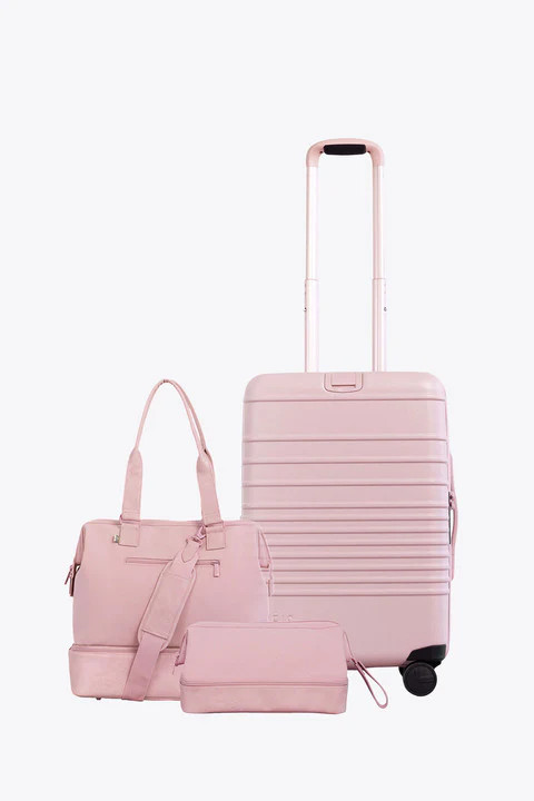 BÉIS 'The Carry-On Essential Set' in Atlas Pink - 21" Carry On Roller, Mini Weekender & Dopp Kit... | BEIS