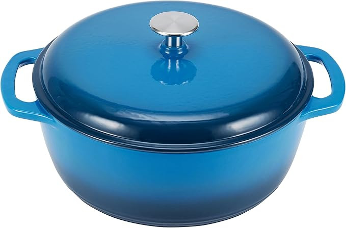 Amazon Basics Cast Iron Dutch Oven Pot with Lid, Enameled, Round, Dual Handles, Heavy-Duty, Mediu... | Amazon (US)