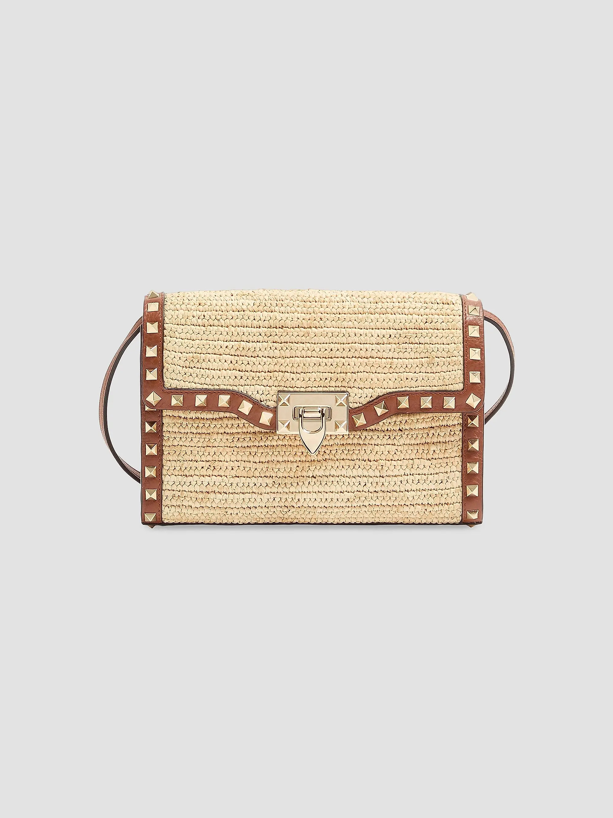 Rockstud Small Shoulder Bag in Raffia | Saks Fifth Avenue
