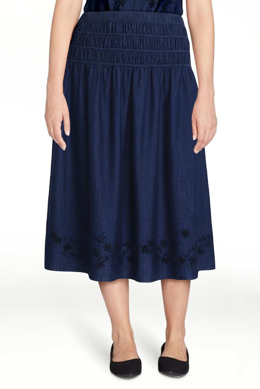 Free Assembly Women's and Women's Plus Embroidered Cotton Maxi Skirt with Smocked Waist, Sizes XS... | Walmart (US)