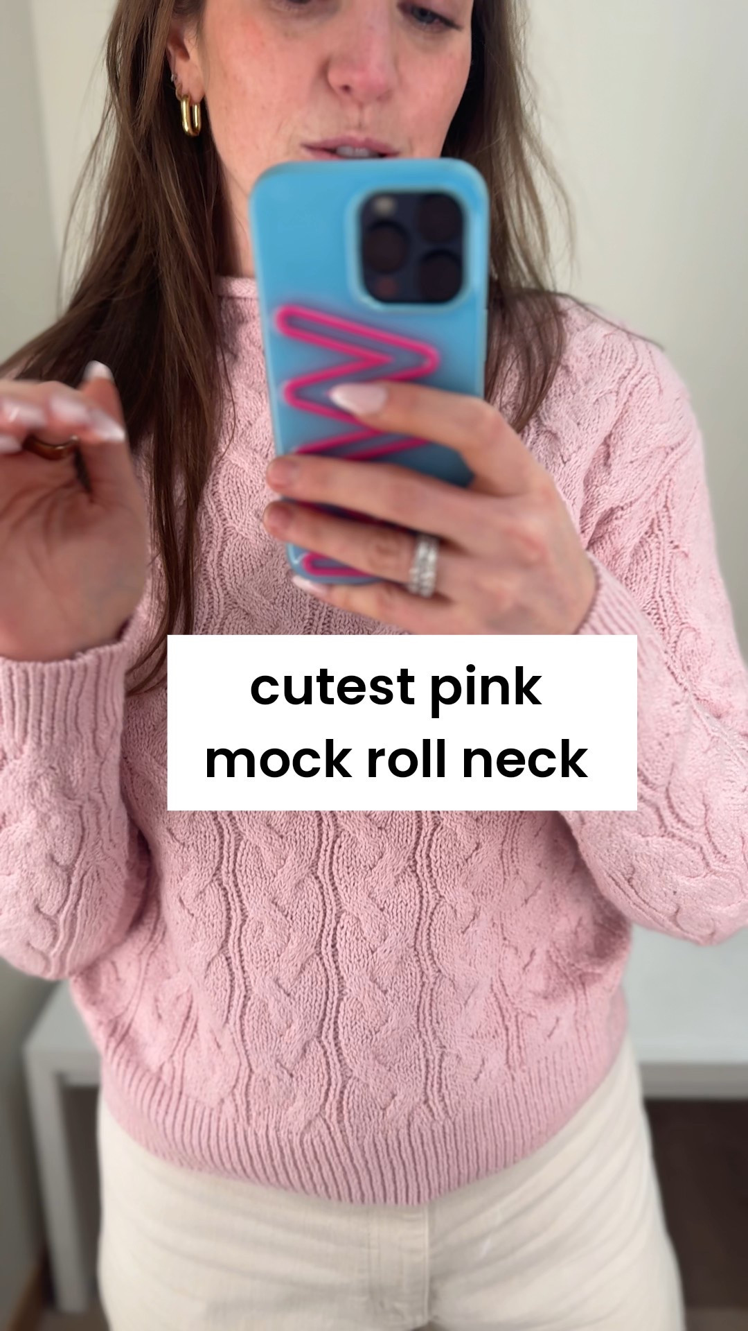 Under $40!!! this mock roll neck light pink sweater is perfect for a nod towards Valentine's Day without being over the top. Hits at waist perfectly and soooo cozy! 

#LTKSeasonal #LTKWorkwear #LTKFindsUnder50