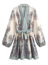 'Anna' Paisley Pattern Belted Dress | Goodnight Macaroon