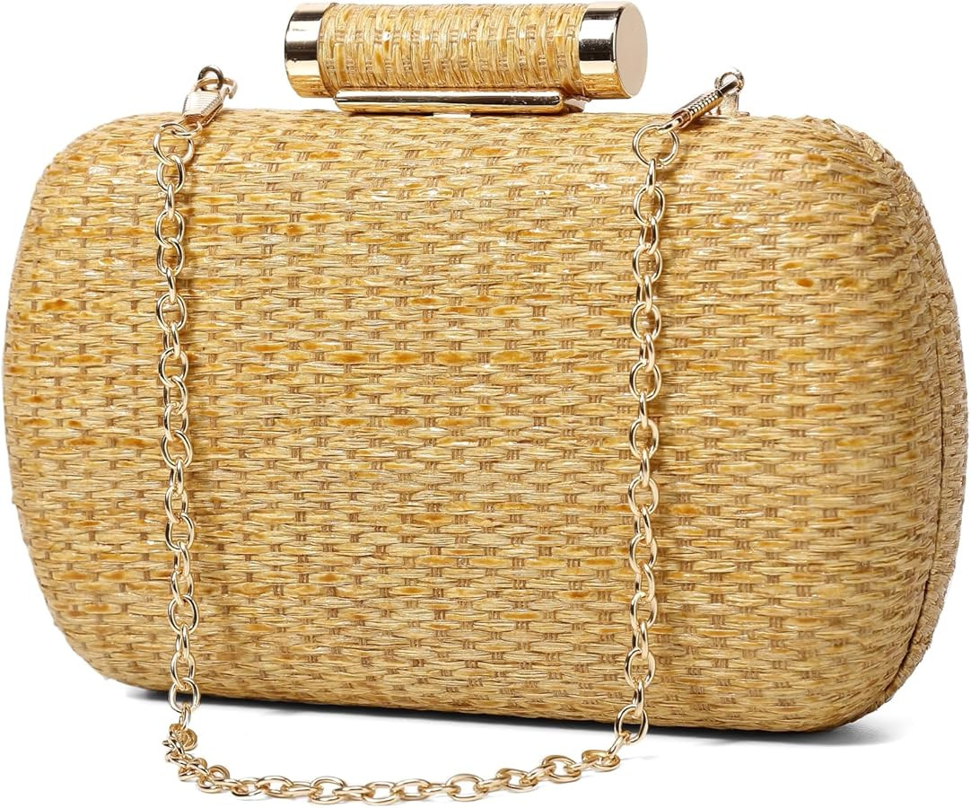 Straw Clutch Purse for Women, Hand-Woven Wicker Evening Handbag, Raffia Party Wedding Beach Bag f... | Amazon (US)