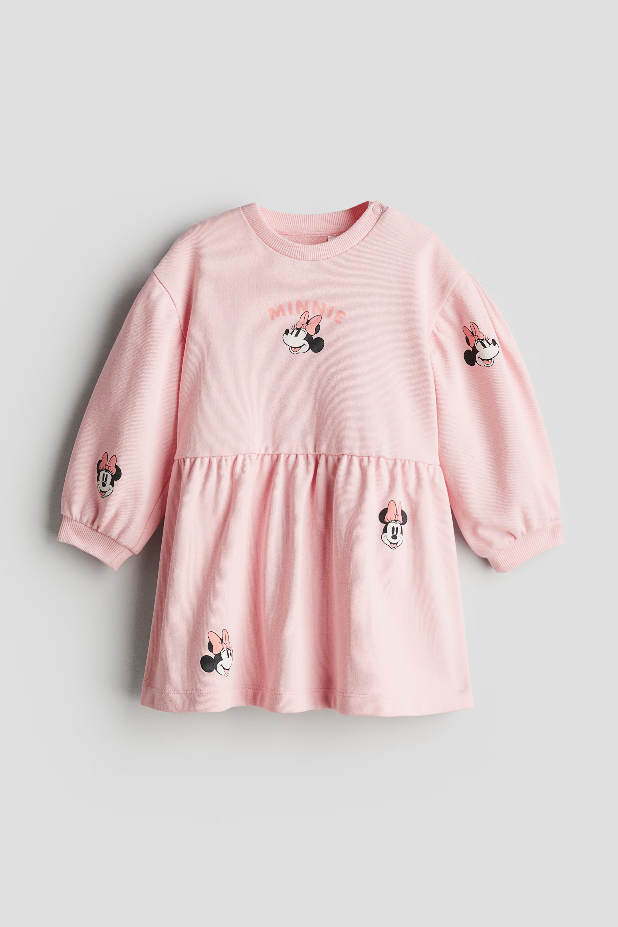 Printed Sweatshirt Dress - Round Neck - Long sleeve - Light pink/Minnie Mouse - Kids | H&M US | H&M (US + CA)