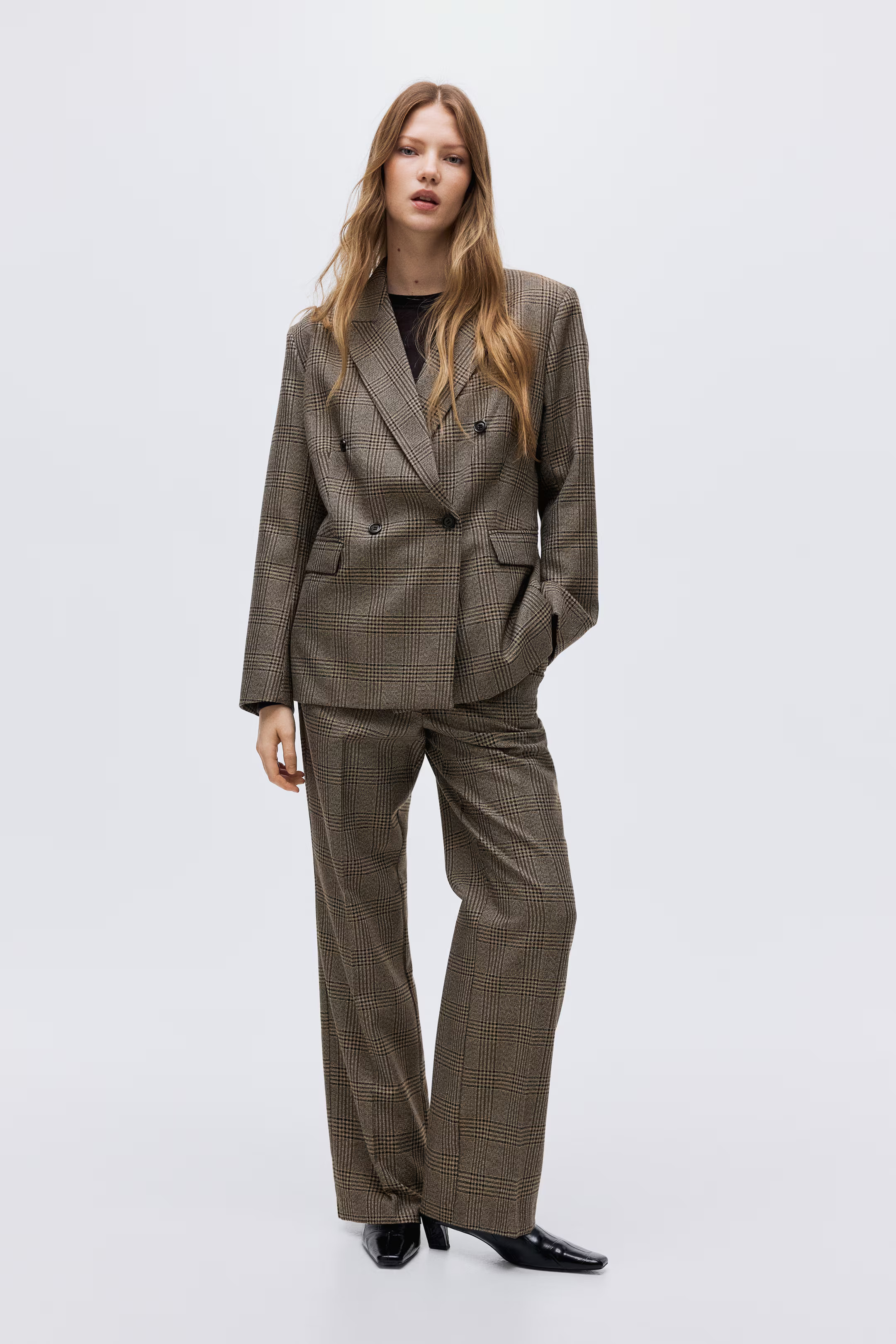 Tailored trousers - Brown/Checked - Ladies | H&M GB | H&M (UK, MY, IN, SG, PH, TW, HK)