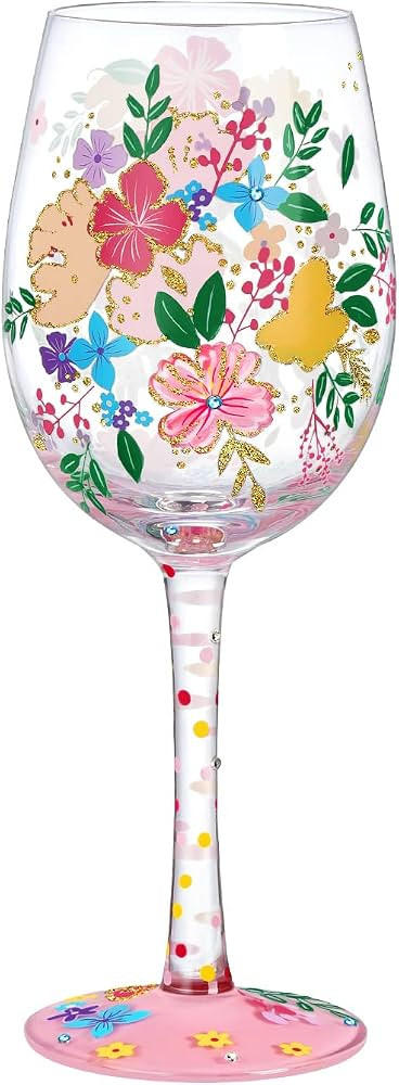 NymphFable Hand Painted Wildflowers Wine Glasses Birthday Wine Glass Birthday Gift for Women with... | Amazon (US)