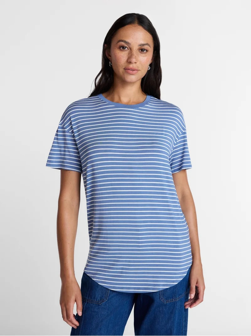 Time and Tru Women's Tunic Tee with Short Sleeves, Sizes XS-XXXL | Walmart (US)