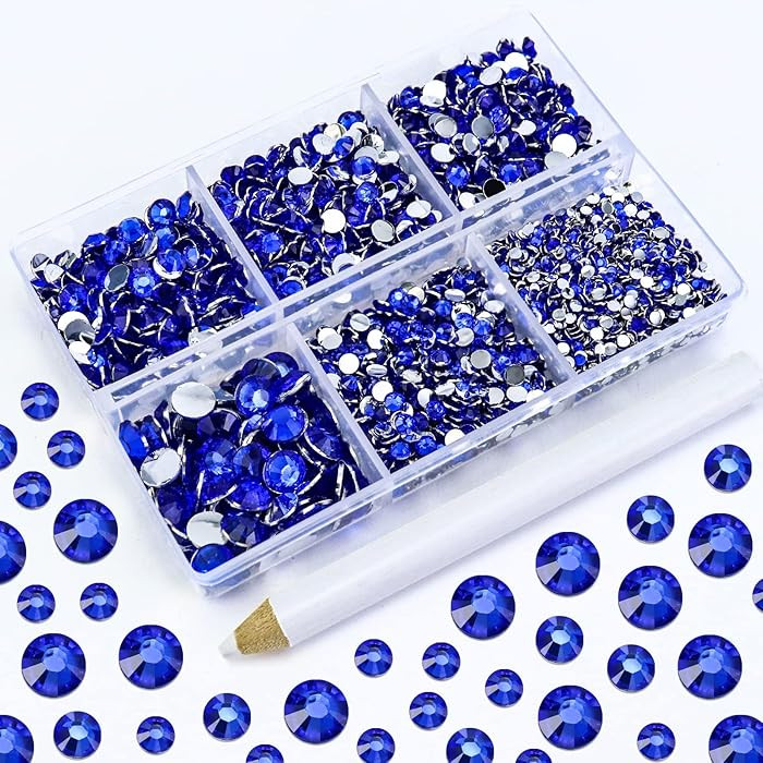 4500PCS Resin Flatback Rhinestone, 2mm 3mm 4mm 5mm 6mm Sapphire/Dark Blue Flatback Rhinestones fo... | Amazon (US)