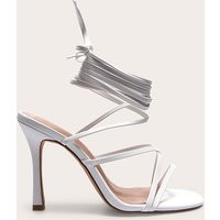 White Wide Fit PU Square Toe Strappy Lace Up Heeled Sandals | PrettyLittleThing US