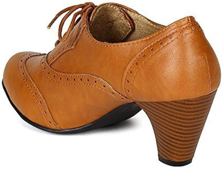Women's Cuban Chunky Heel Lace-up Ankle Booties Oxford Shoes | Amazon (US)