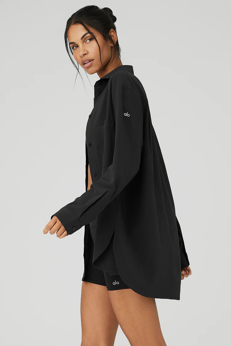 Dreamscape Button Down Long Sleeve - Black | Alo Yoga (US)