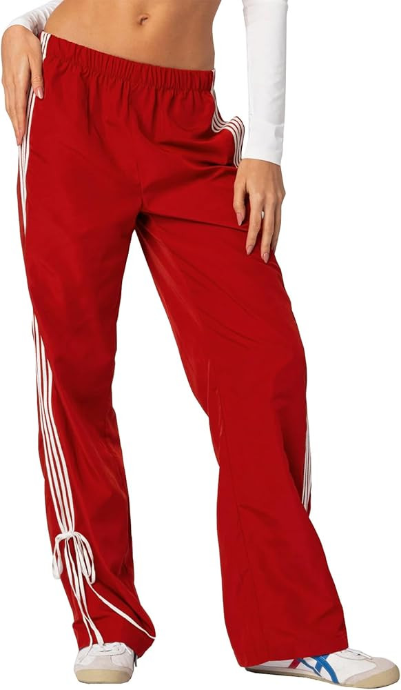 Women Striped Track Pants Straight Leg Sweatpants High Rise Baggy Lounge Pants Casual Long Pants ... | Amazon (US)