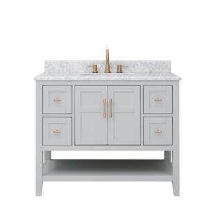 Home Decorators Collection Sturgess Open Shelf 43 in. W x 22. D x 35. H Vanity in Dove Grey with ... | The Home Depot