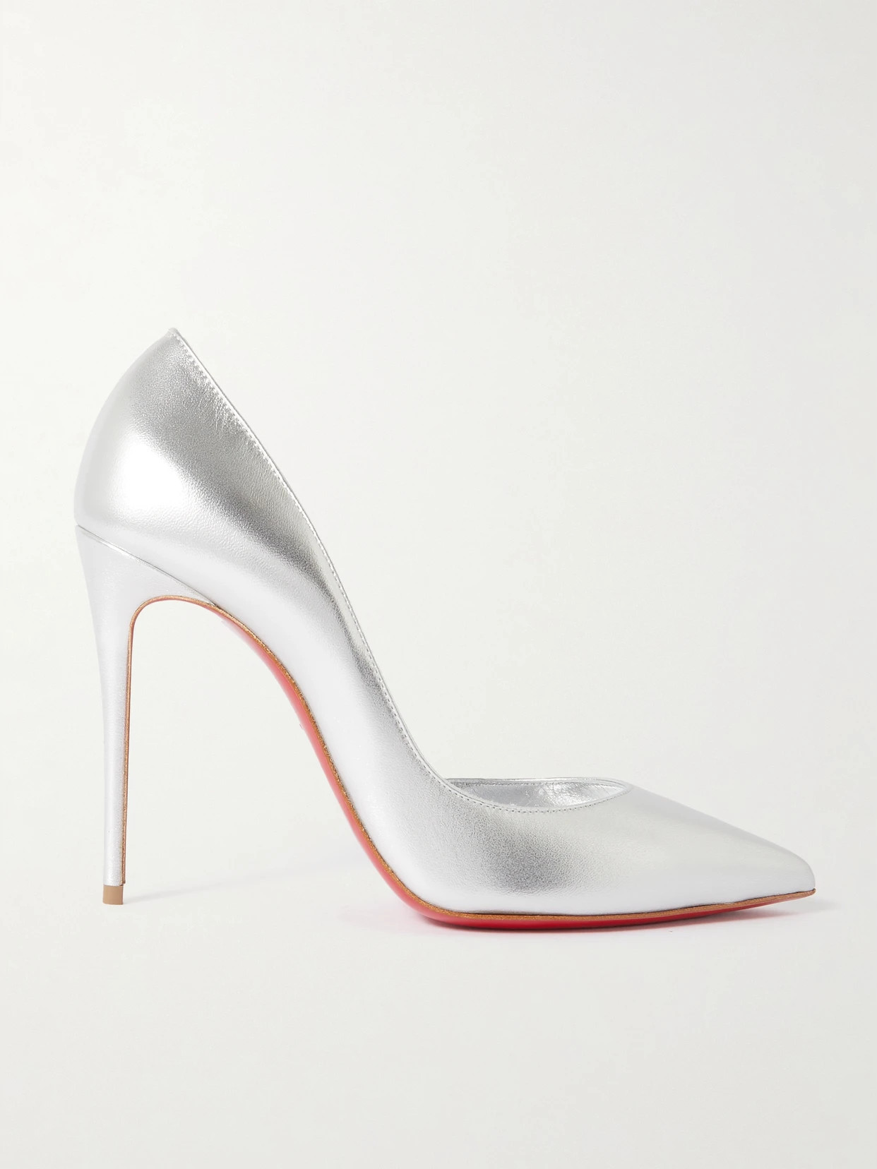 Christian Louboutin - Iriza 100 Metallic Leather Pumps - Silver | NET-A-PORTER (US)