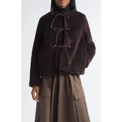 Sea NY Annie Genuine Shearling Coat in Brown at Nordstrom, Size Small | Nordstrom