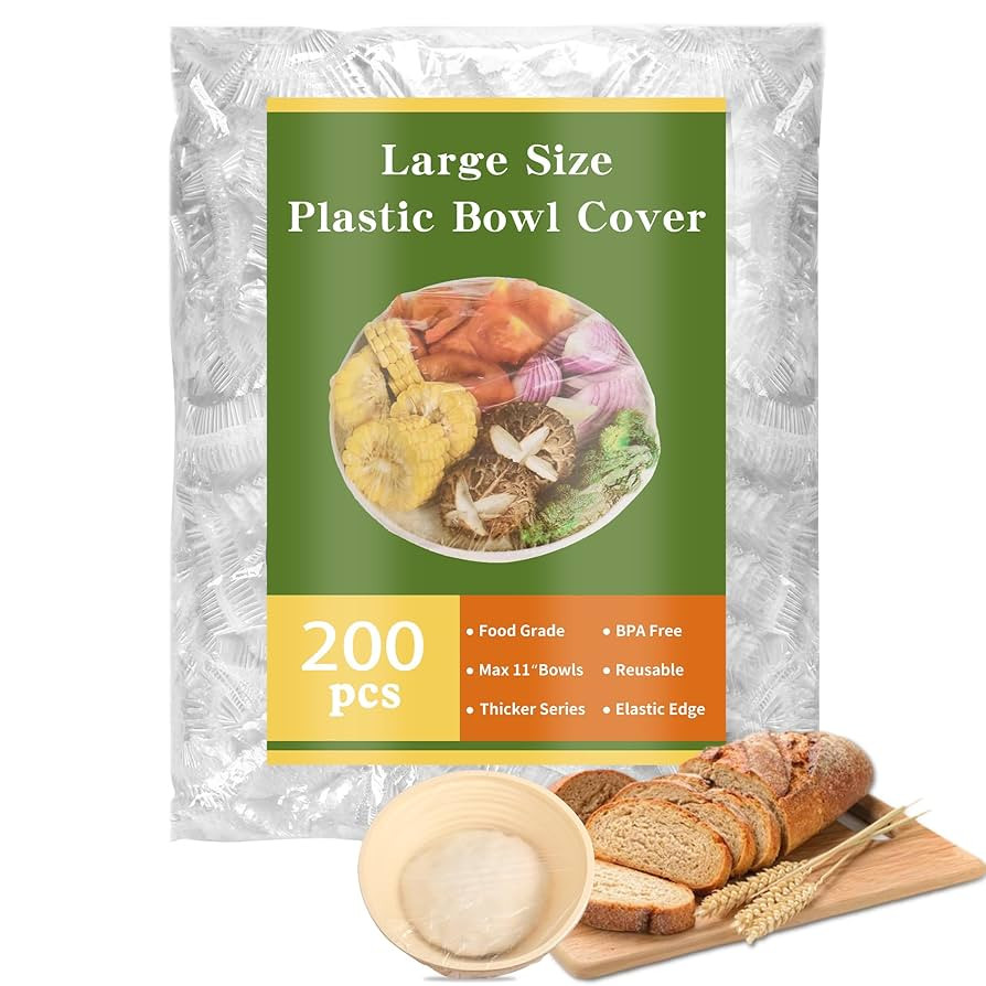 200 Bowl Covers Shower Caps for Sourdough Bread Proofing Large Elastic Reusable Plastic Wrap for ... | Amazon (US)