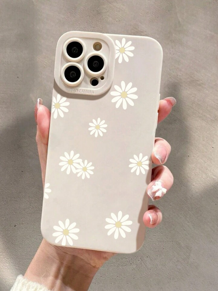 1pc Daisy Patterned Phone Case Compatible With IPhone, Shockproof Protective Cover | SHEIN