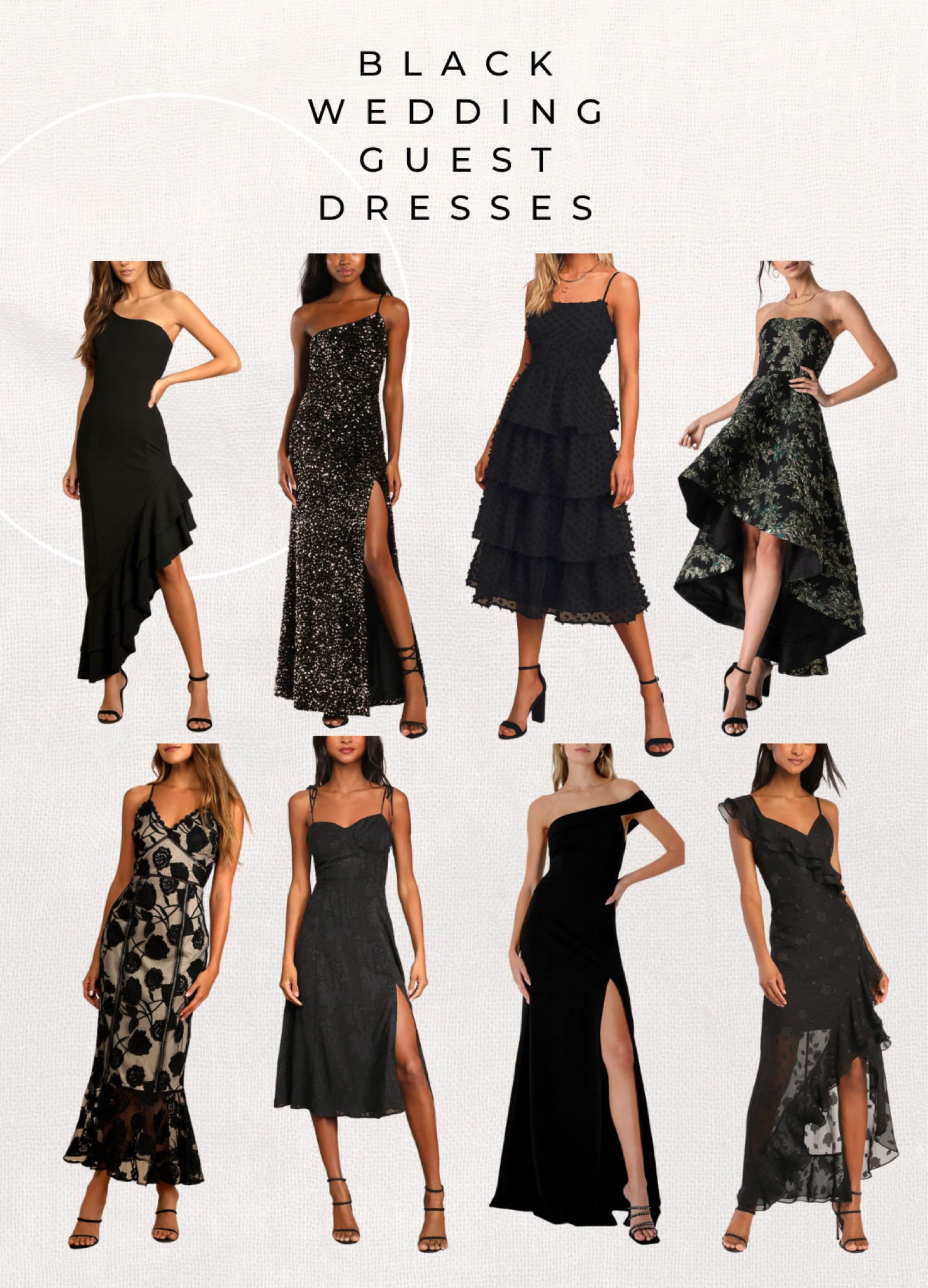 Black dressy wedding guest dresses under $100 from lulus. Beautiful for a winter + spring wedding 

#LTKunder100 #LTKSeasonal #LTKwedding