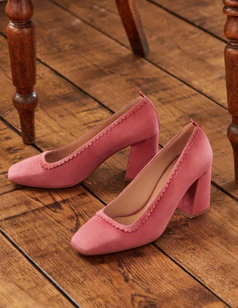 Scalloped Detail Court Heels - Posy Pink | Boden (US)