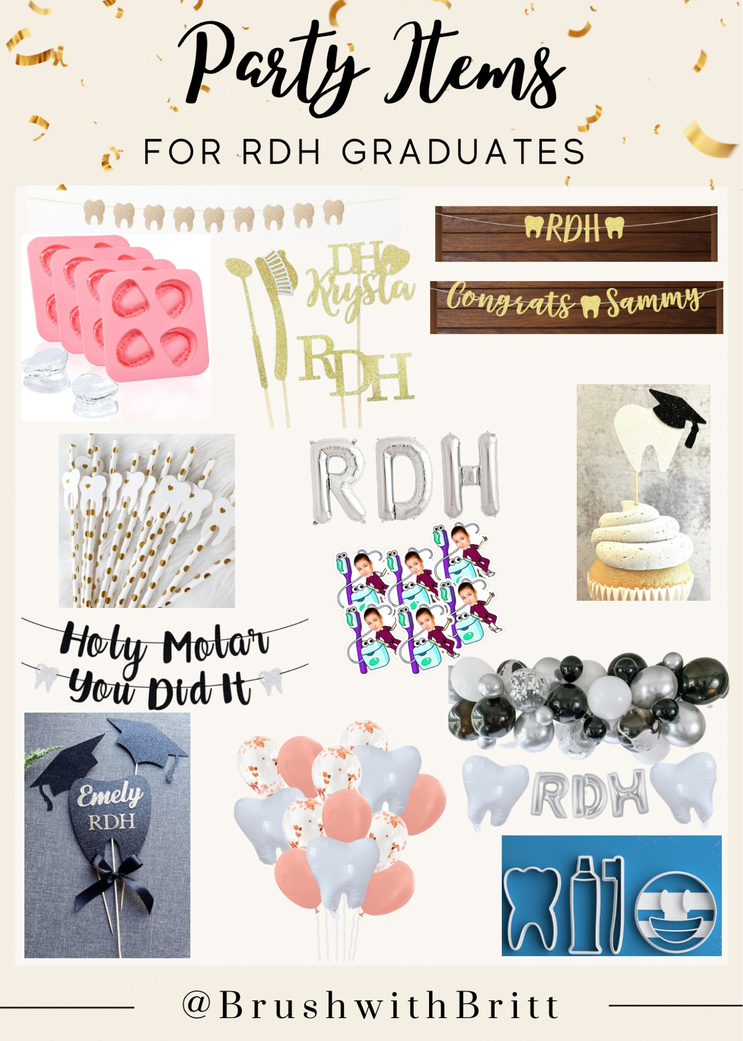 Dental themed party accessories for RDH graduates! 🎉🎓🦷✨ | graduation ideas, graduation party ideas, dental, dental hygienist, Etsy finds, Amazon finds, party accessories. 

#LTKGiftGuide #LTKunder50 #LTKSeasonal