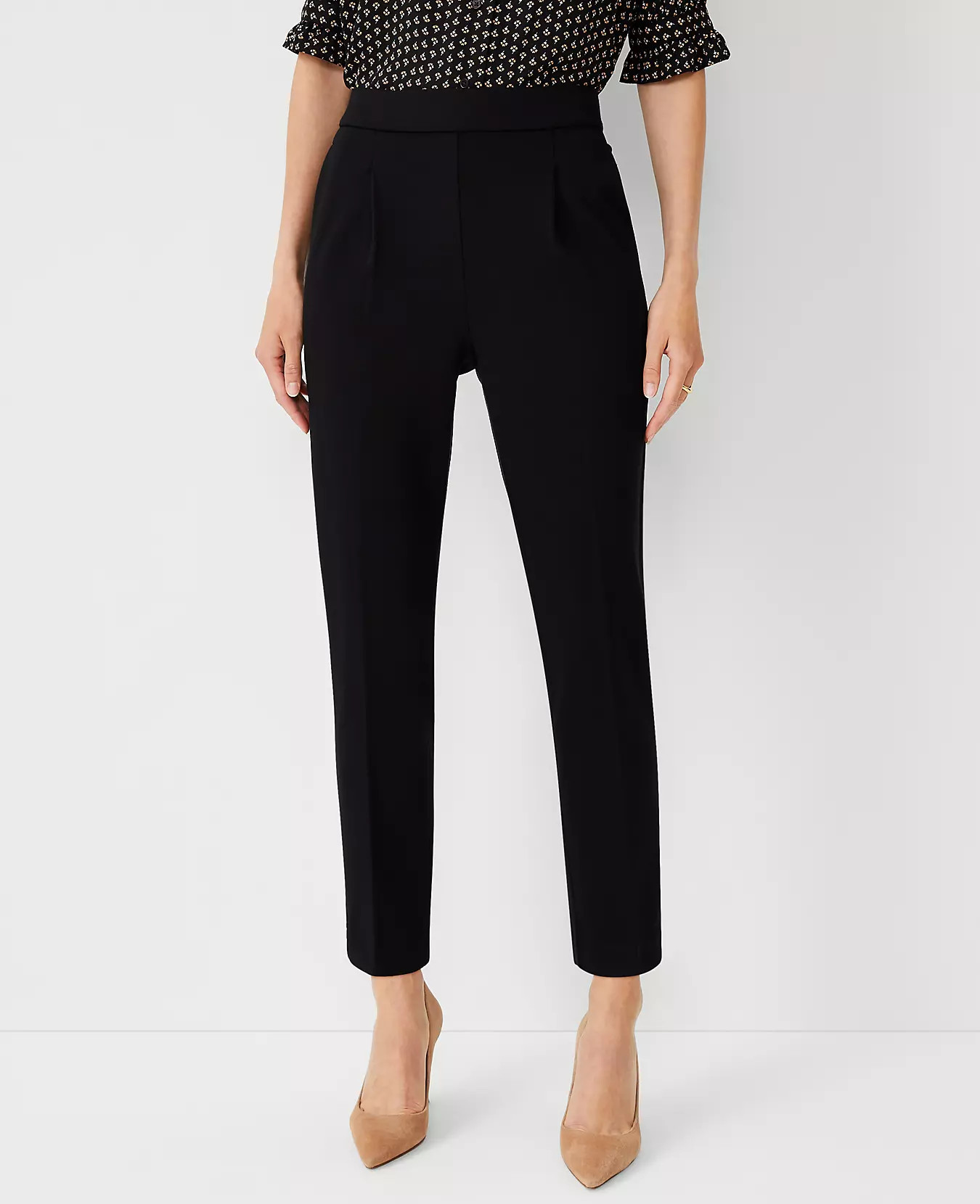 THE HIGH WAIST KNIT EASY ANKLE PANT | Ann Taylor (US)