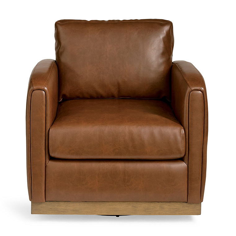 Archer Swivel Chair - Marbled Bourbon - Grandin Road | Grandin Road