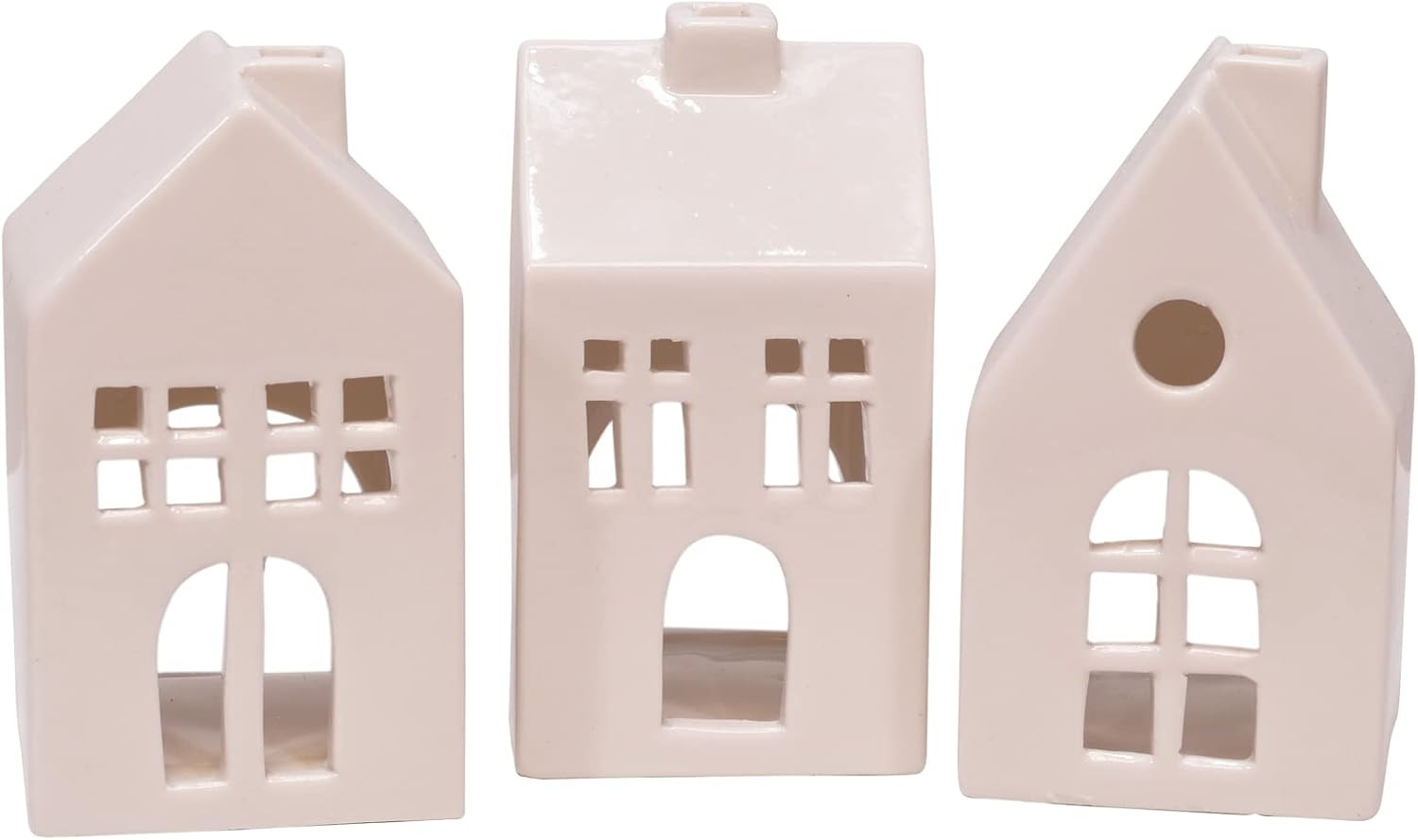 Mark Feldstein & Associates Glazed Porcelain Mini Village Houses, Set of 3, White, 4 Inch | Amazon (US)