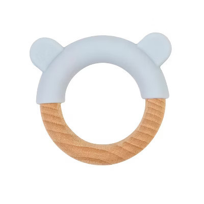 SARO Beechwood & Silicone Blue Teether | Sensory Development Teething Toy | Target