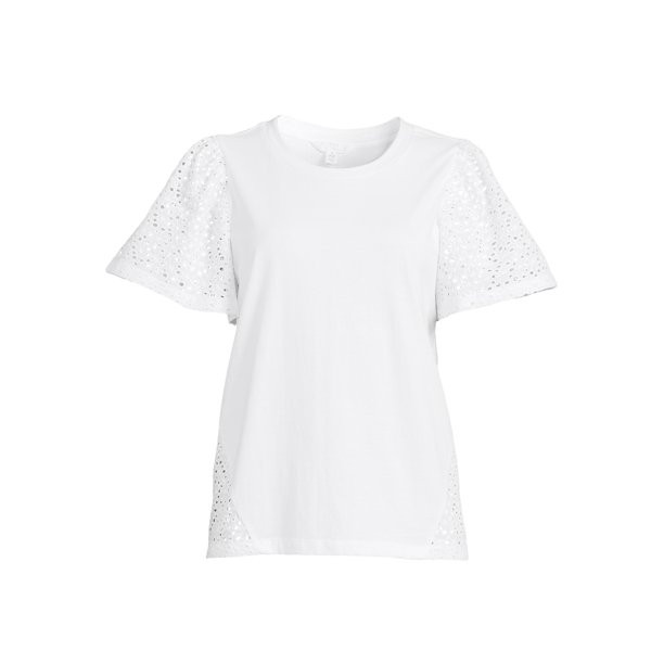 Time and Tru Women’s Eyelet Knit Top - Walmart.com | Walmart (US)