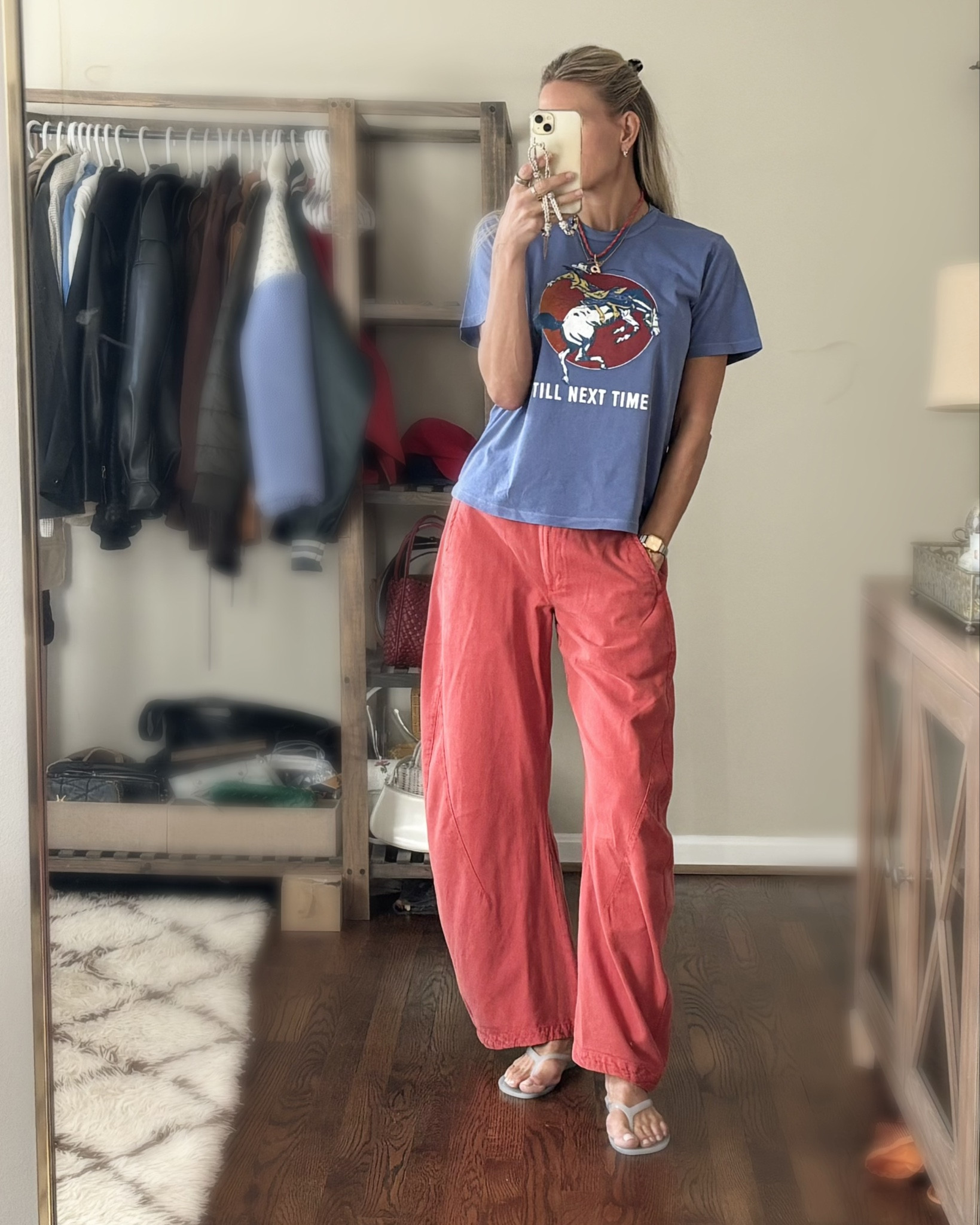 My new favorite graphic tee! Feels vintage and the colors and graphic is sooo good. Can’t link it but it’s by imogeneandwillie! Paired with the most comfy pants. 

#LTKOver40 #LTKootd