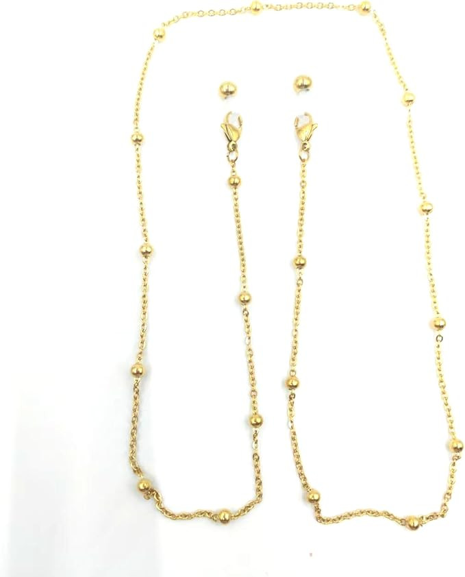 Elegant Gold Sunglasses Chain, Beaded Metal Eyewear Holder, Delicate Ball Chain Design, Stainless... | Amazon (US)