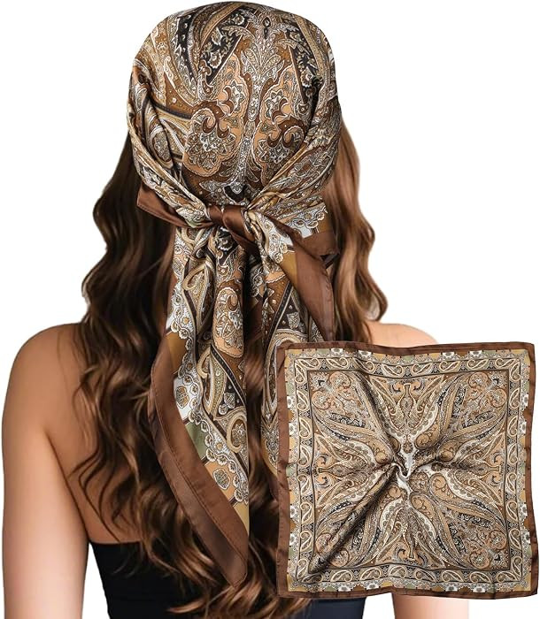 Sumolux Head Hair Scarf for Women Like Satin Silk Scarf Bandana     Hair Wrapping Night, Large Sq... | Amazon (US)
