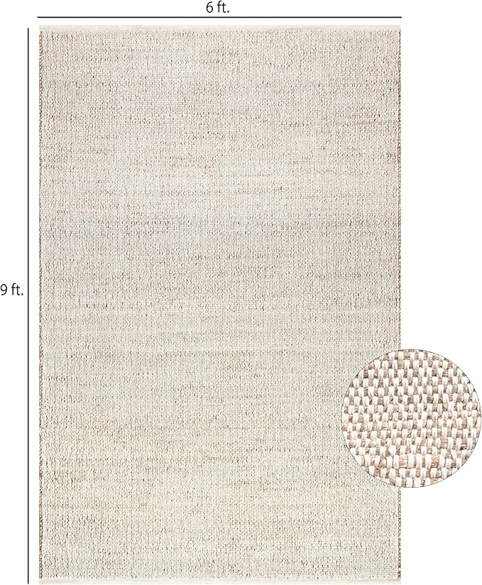 S & L Homes Jute Cotton Hand Woven Natural Farmhouse Area Rug for Living Room - Rustic Vintage Bo... | Amazon (US)