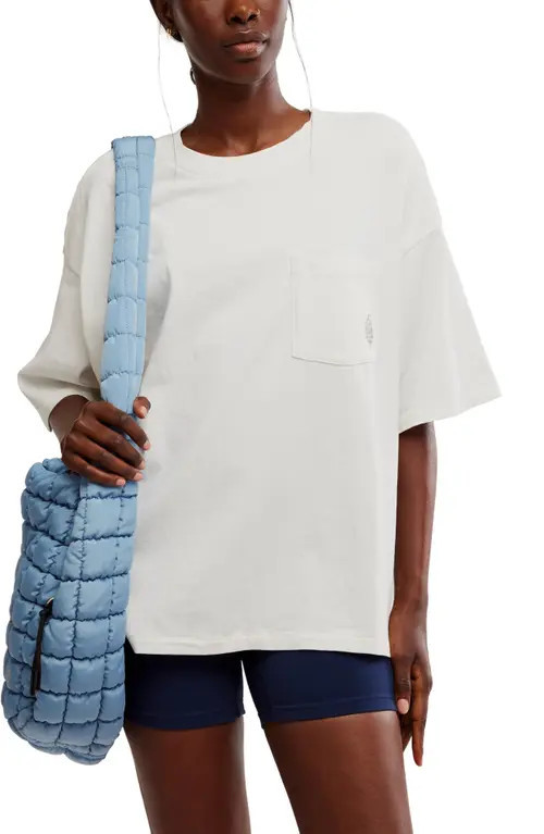 Free People Logo Tackle Oversize Cotton T-Shirt in White Combo at Nordstrom, Size Large | Nordstrom
