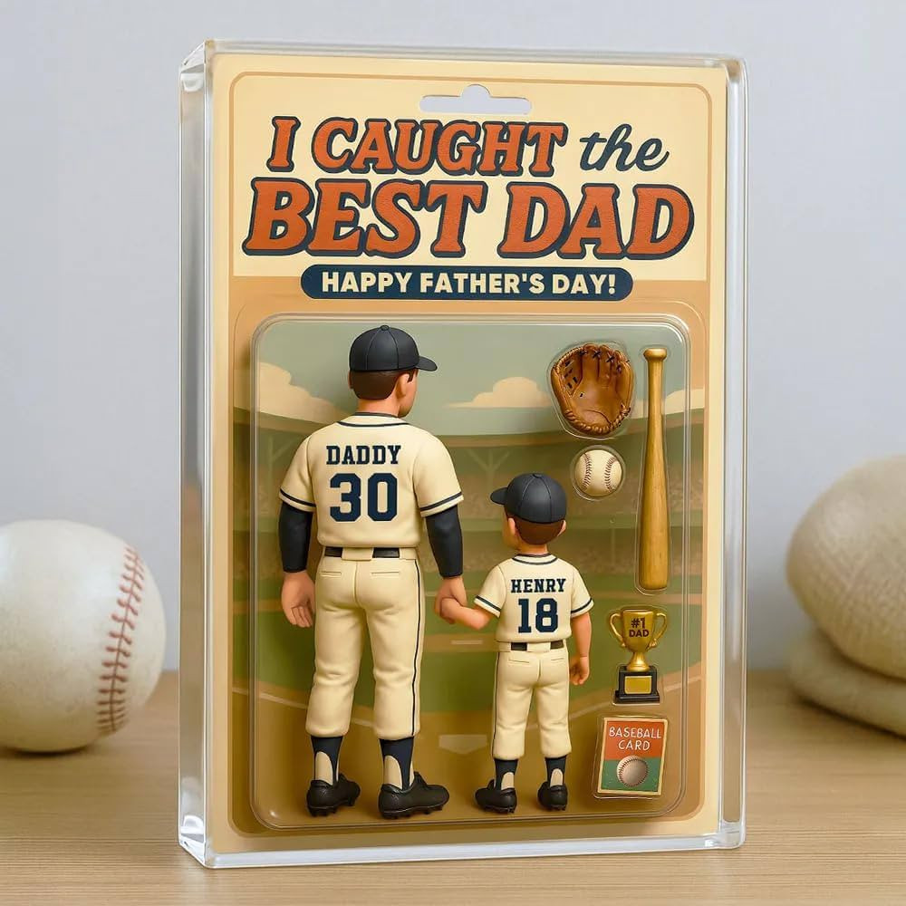 Caught the Best Dad Baseball Custom Figure, Father's Day Gift for Dads, Personalized Photo Acryli... | Amazon (US)
