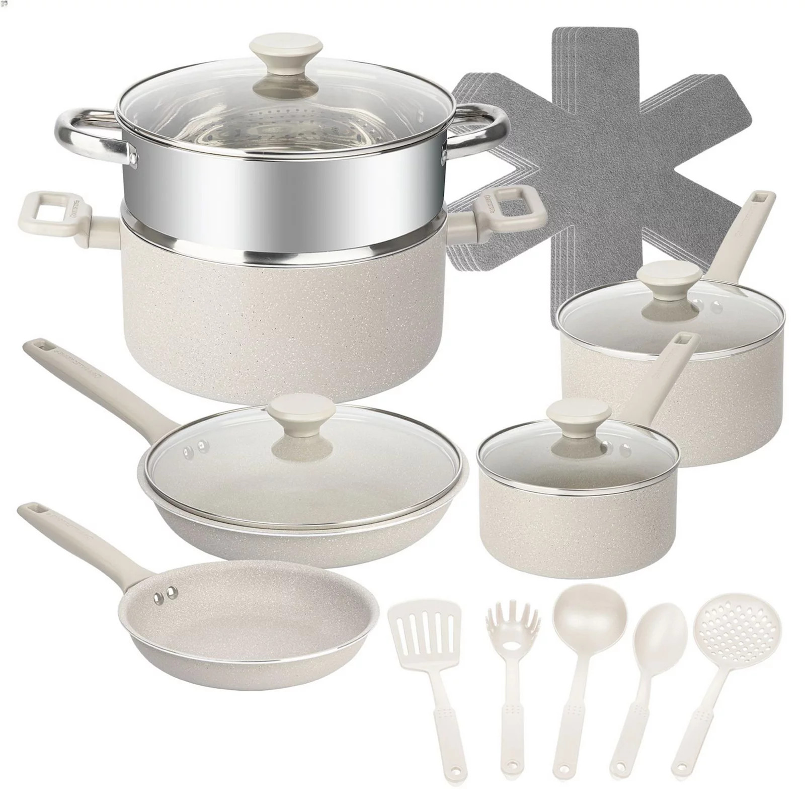Granitestone Desert Collection 20-pc. Nonstick Cookware Set with Utensils, Beige Khaki | Kohl's