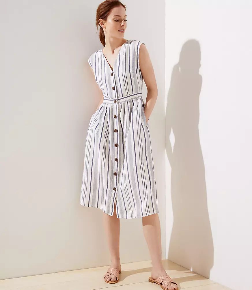 Striped Button Down Pocket Dress | LOFT