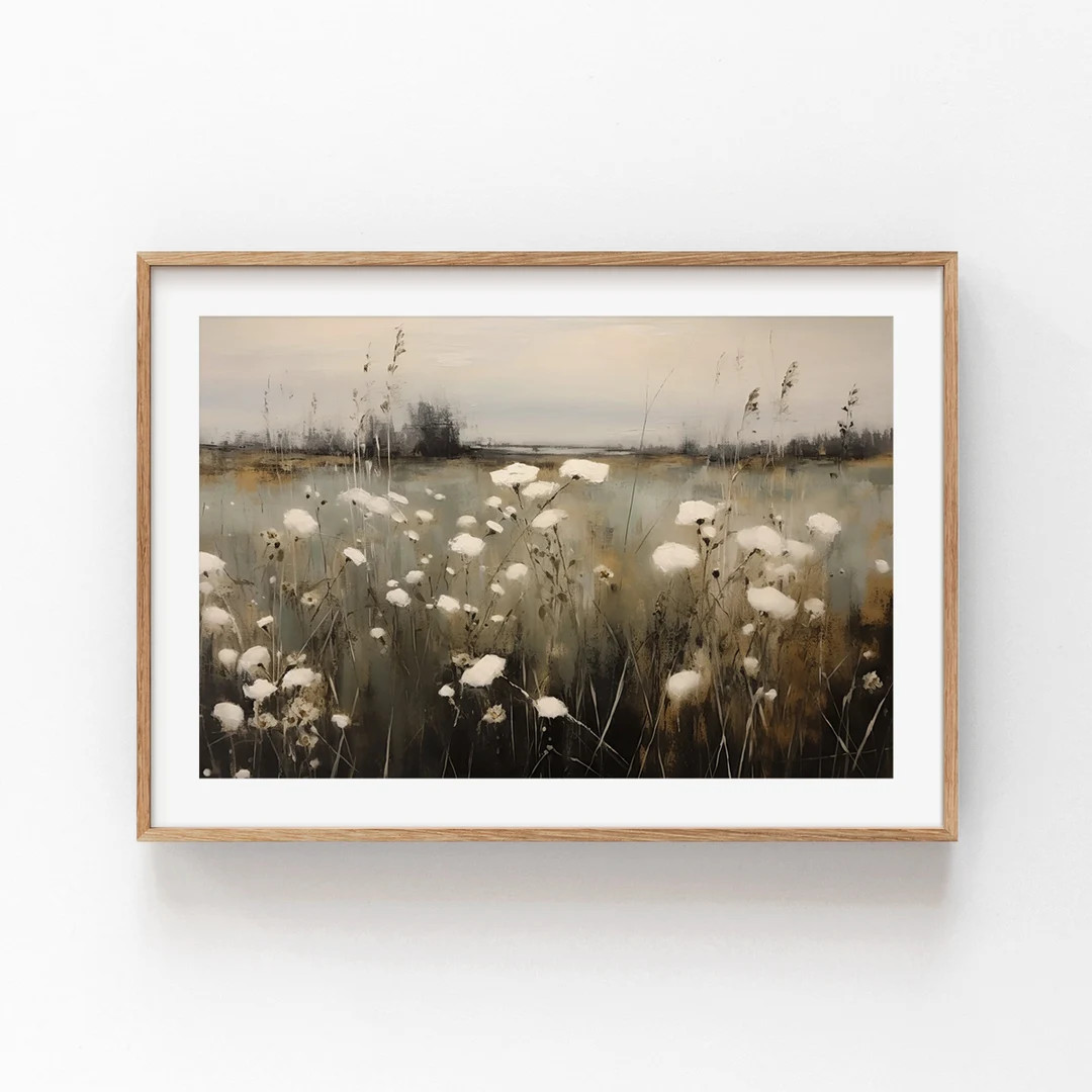 Moody Landscape Print, Vintage PRINTABLE Art, Wildflower Painting, Dark Pastoral Landscape Print,... | Etsy (US)