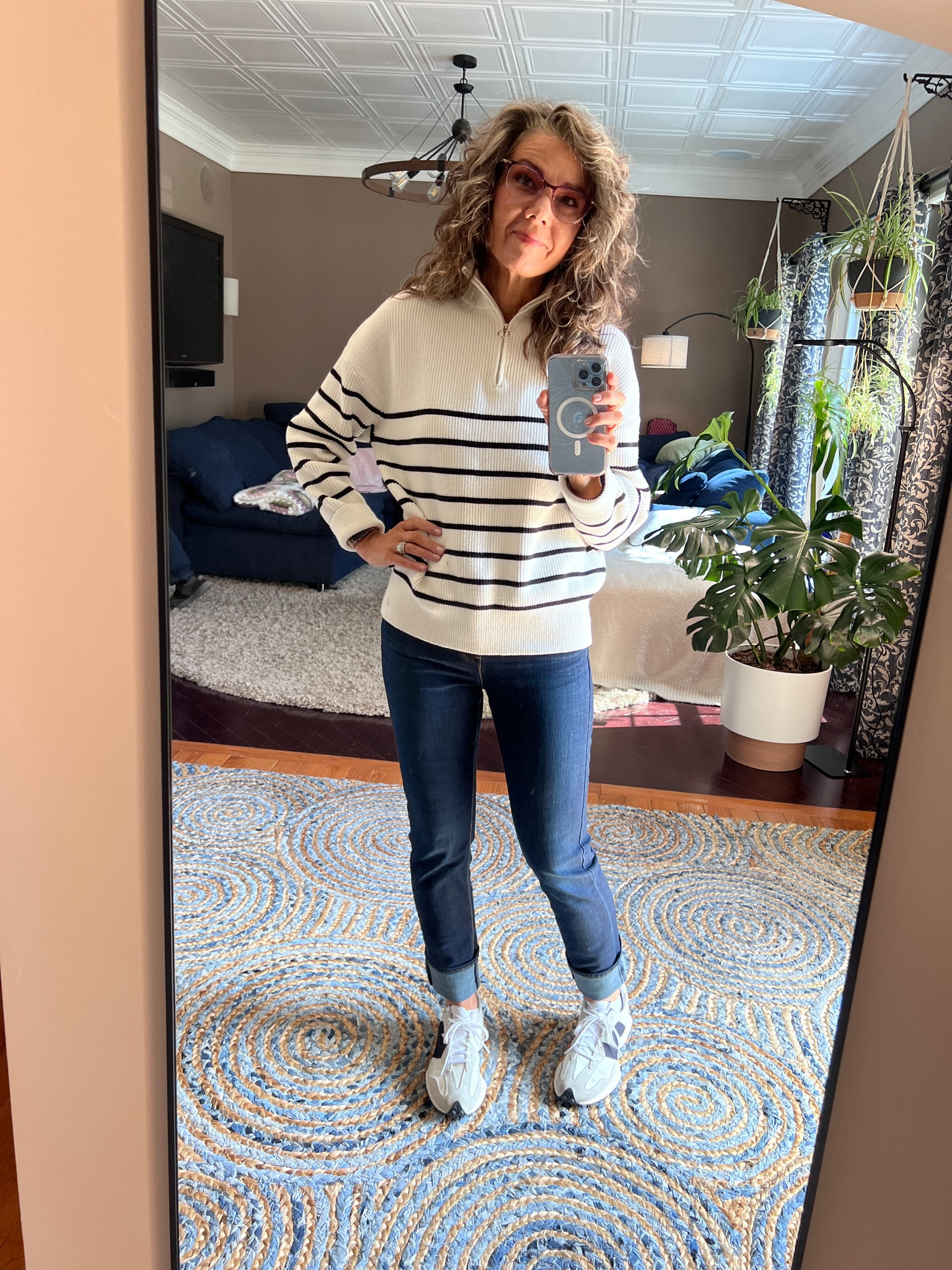 OOTD spring is springing but I still love a comfy quarter zip sweater. Perfect for travel too  

#LTKstyletip #LTKshoecrush #LTKtravel