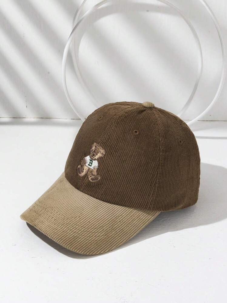 1pc Vintage Cute Embroidered Bear Patchwork Unisex Baseball Cap, Autumn/Winter | SHEIN