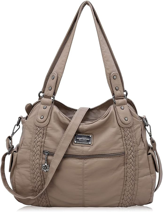 Angel Barcelo Roomy Fashion Hobo Womens Handbags Ladies Purse Satchel Shoulder Bags Tote Washed L... | Amazon (US)