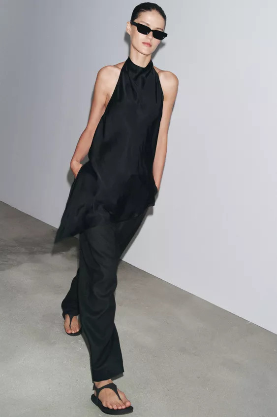 ZW COLLECTION SATIN HALTER TOP | Zara US