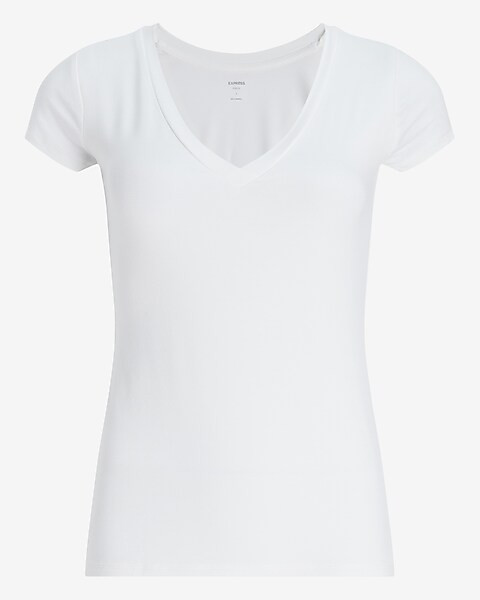 Fitted Double Layer V-Neck Tee | Express