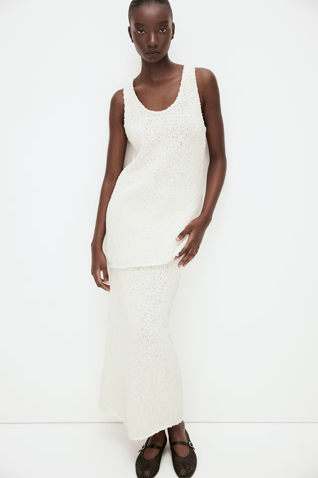 Strickrock aus Seidenmix - Hoher Bund - Lang - Cremefarben - Ladies | H&M AT | H&M (DE, AT, CH, NL, FI)