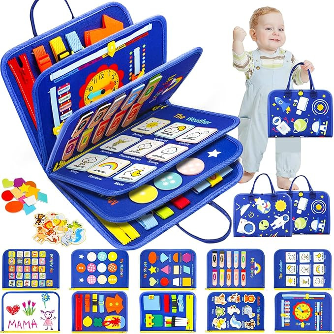 Busy Board, Montessori Toys for 1 2 3 Year Old - Toddler Toys for Ages 2-4 Boy Birthday Gift, Bus... | Amazon (US)