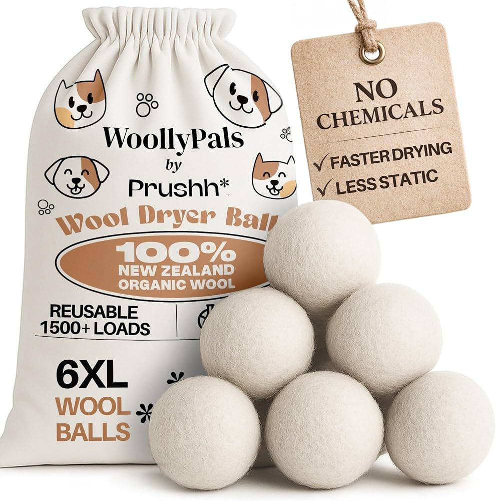 WoollyPals Dryer Balls (6-Pack, XL Size) - 100% New Zealand Wool - No More Dryer Sheets - Eco Dry... | Amazon (US)
